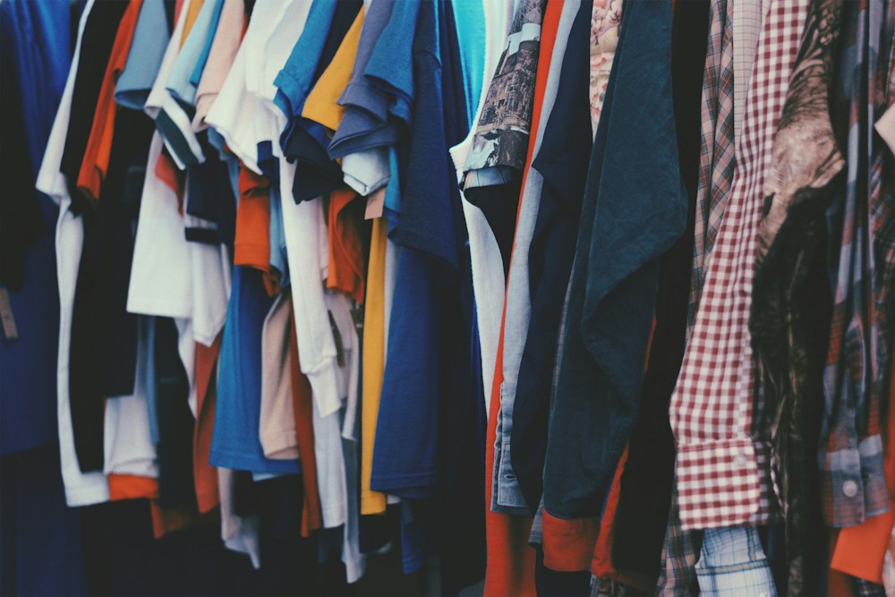 Clothes arranged in a photographed wardrobe setting