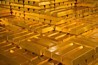 Gold-coloured bars stacked in the source photograph